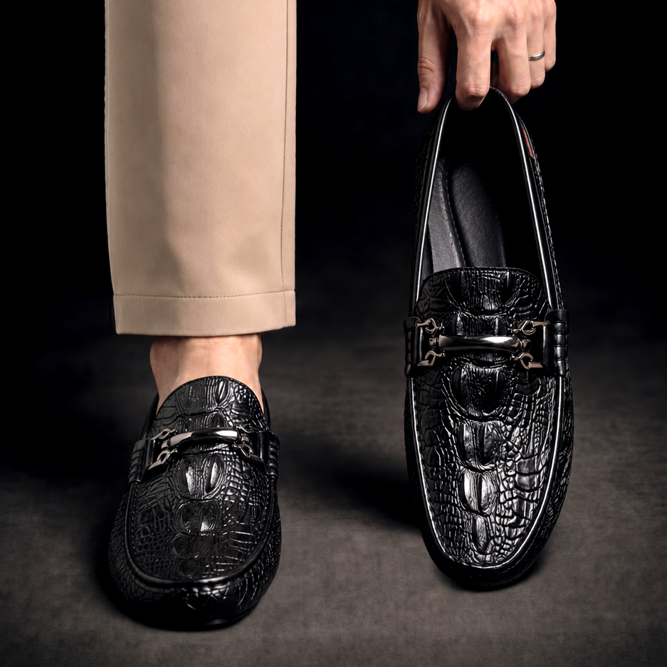 Men's Croc-Embossed Bit Loafers