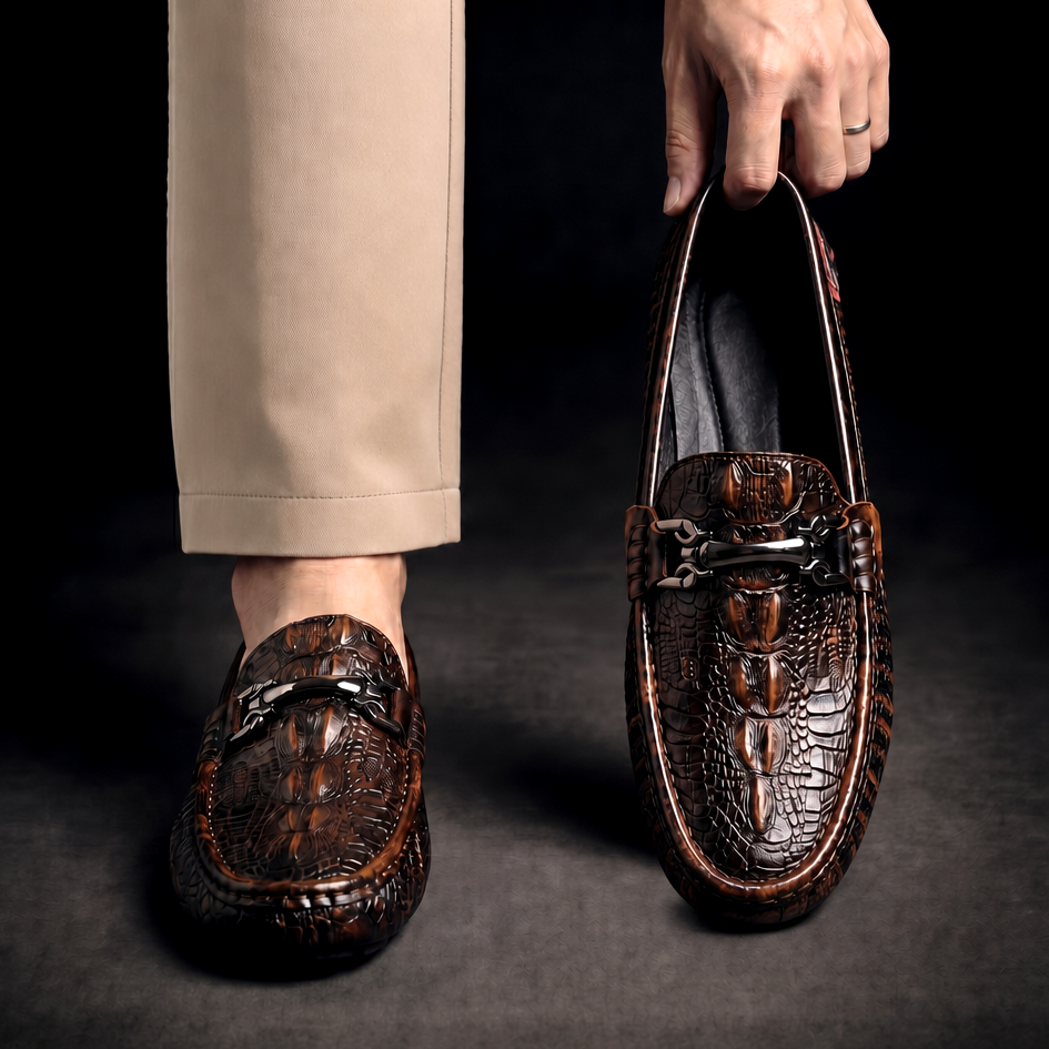 Men's Croc-Embossed Bit Loafers